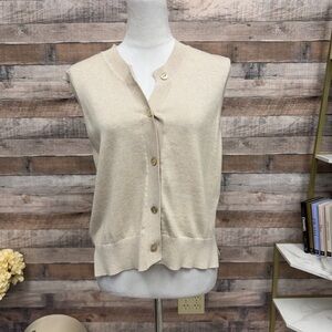 Minnierose Cream Cashmere Knit Button Sweater Vest M